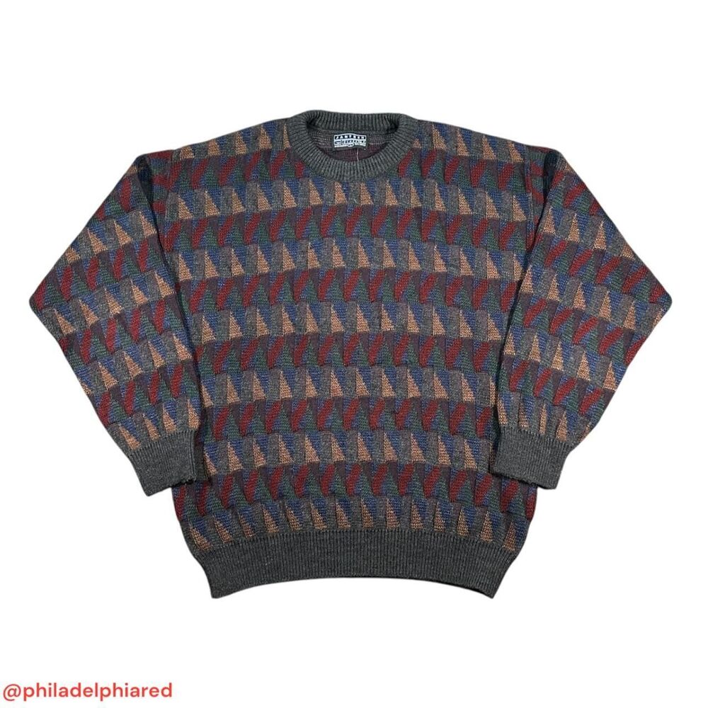 Vintage 1990's Jantzen 100% acrylic abstract crewneck sweater mens Large